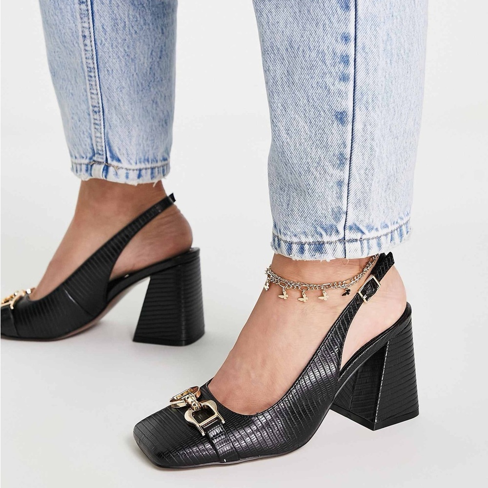 ASOS Black Slingback Chunk Heels